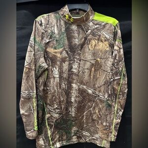 Under Armour Real Tree AP Mock Neck Long Sleeve Shirt with Neon Green Accent